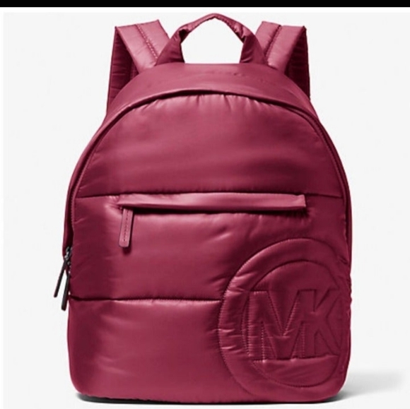 Michael Kors Rae medium Berry quilted Nylon Fabric Shoulder Backpack Bag - Picture 1 of 5
